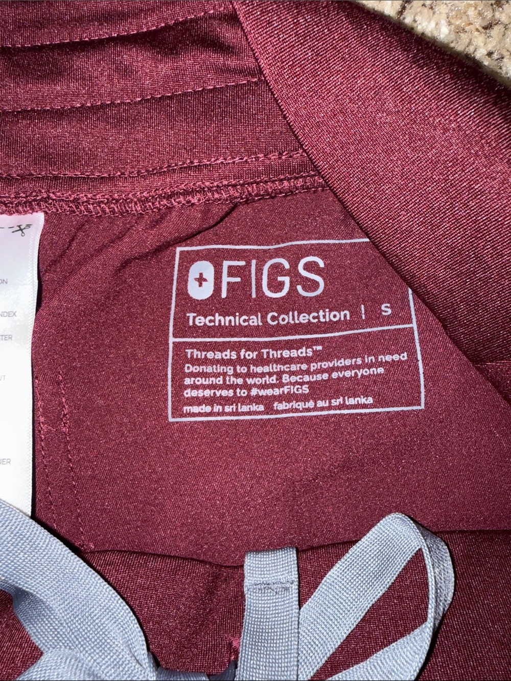 Figs Maroon Jogger Pants with Gray Drawstring - Picture 4 of 5